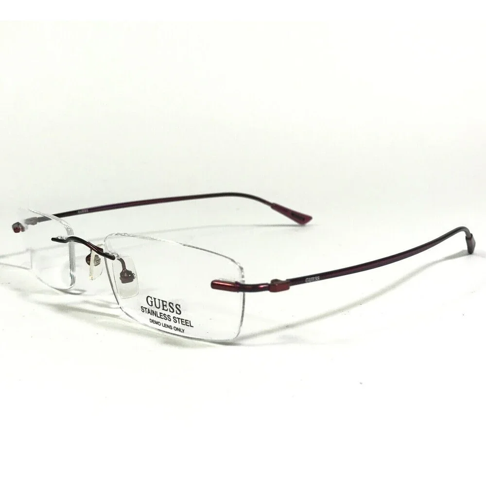 Guess Eyeglasses Frames GU1275 RD Red Rectangular Rimless 48-17-140